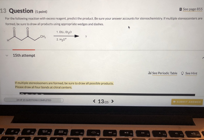 Solved 13 Question (1 point) a See page 855 For the | Chegg.com