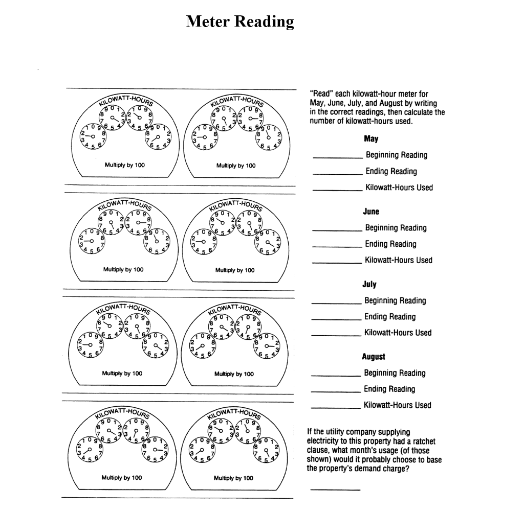 electric meter reading worksheet