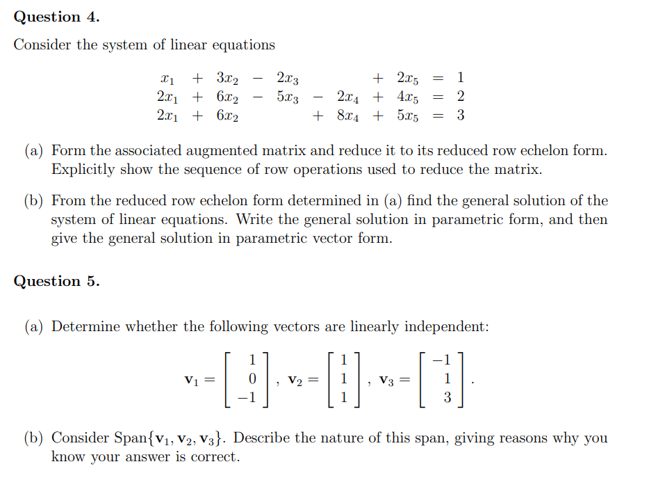 Solved Consider the system of linear equations | Chegg.com