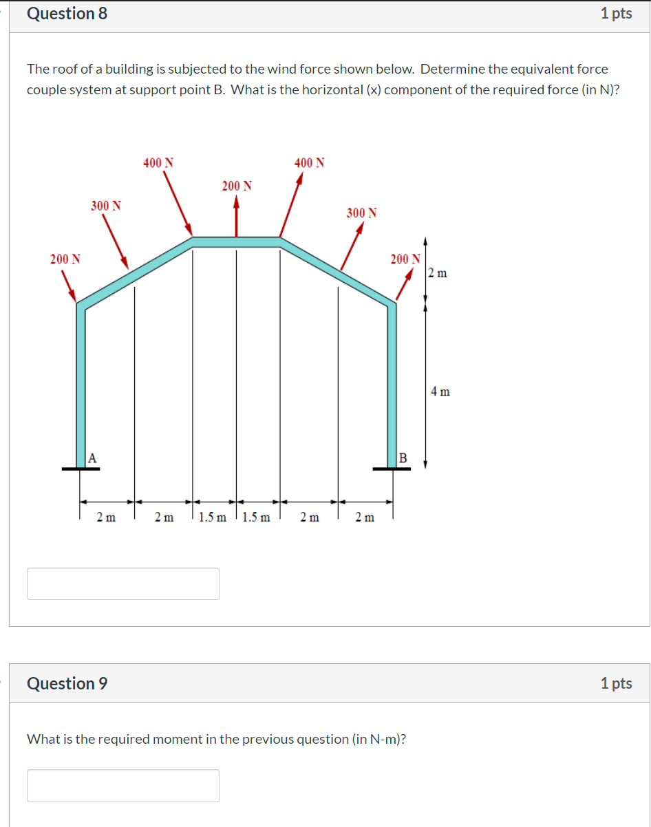 Solved Question 8 1 pts The roof of a building is subjected | Chegg.com