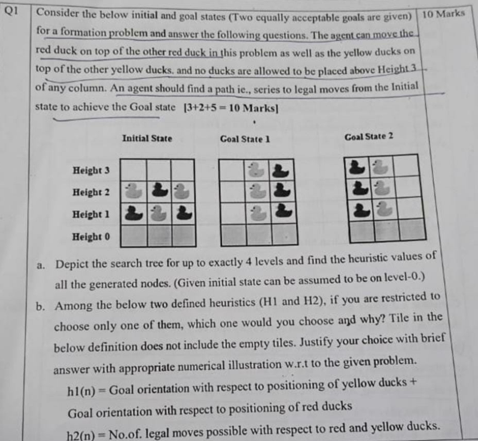Solved Consider the below initial and goal states (Two | Chegg.com