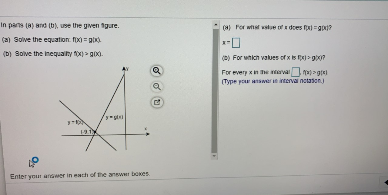 Solved A For What Value Of X Does F X G X In Parts Chegg Com