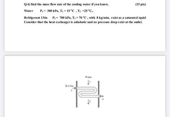 Solved Q.4) find the mass flow rate of the cooling water if | Chegg.com