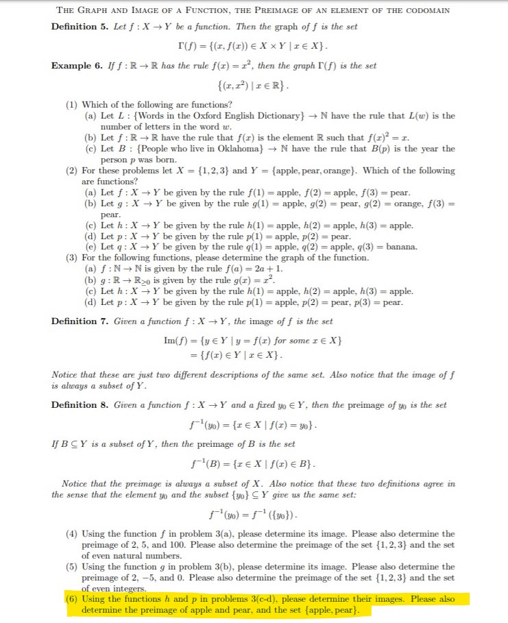 THE GRAPH AND IMAGE OF A FUNCTION, THE PREIMAGE OF AN | Chegg.com