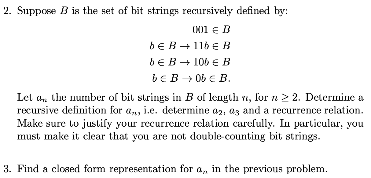 2. Suppose B Is The Set Of Bit Strings Recursively | Chegg.com