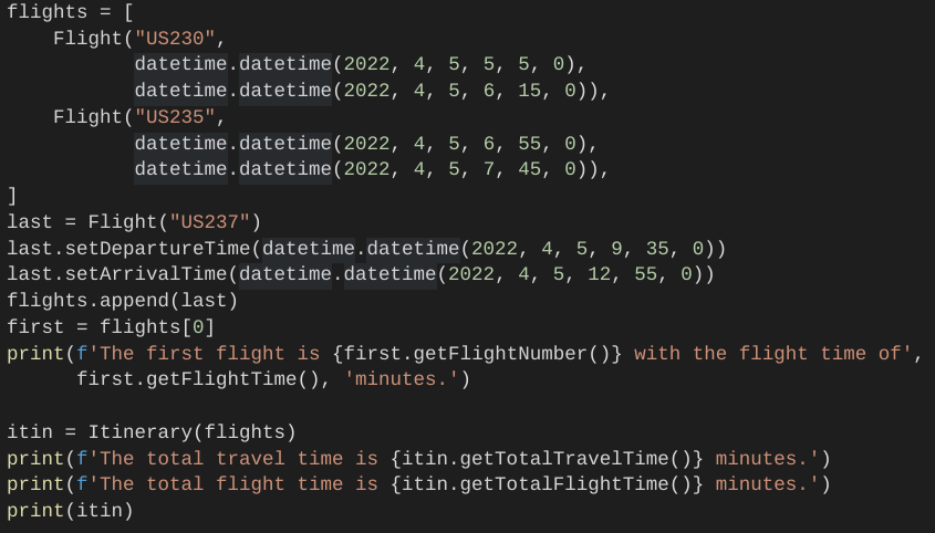 Solved Python Code Please Design two classes: Flight and | Chegg.com