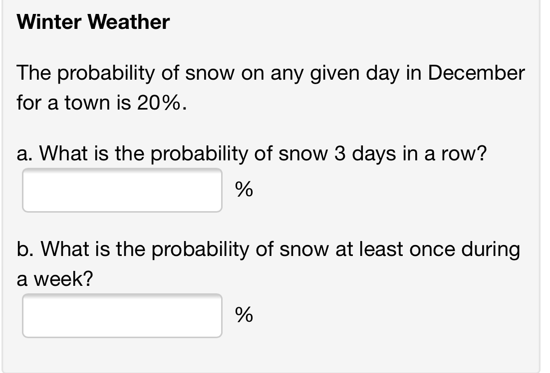Solved The probability of snow on any given day in December