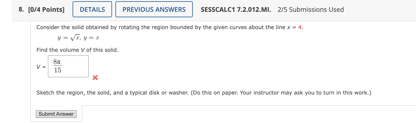 Solved Consider the solid obtained by rotating the region | Chegg.com