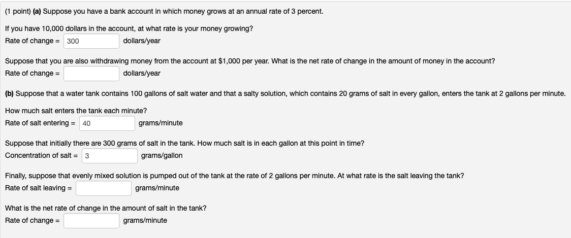 Solved (1 Point) (a) Suppose You Have A Bank Account In | Chegg.com