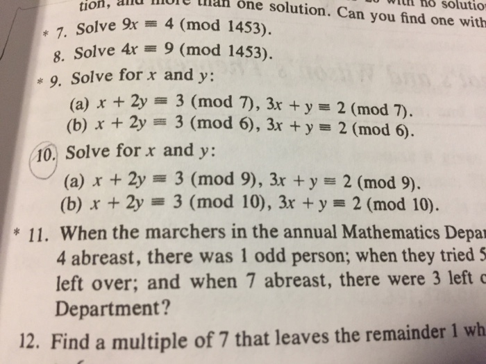 Solved Solve 9x = 4 (mod 1453). Solve 4x = 9 (mod 1453). | Chegg.com