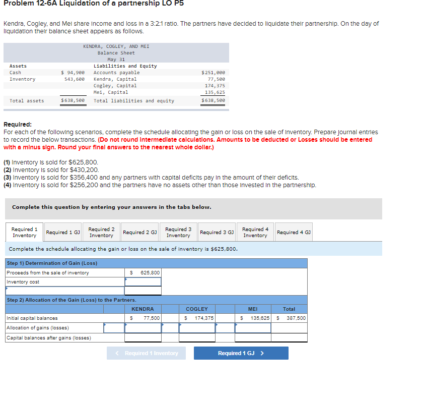 Solved Problem 12-6A Liquidation of a partnership LO P5 | Chegg.com