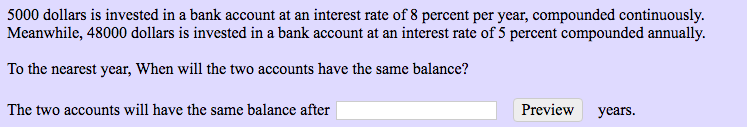 Solved 5000 dollars is invested in a bank account at an | Chegg.com