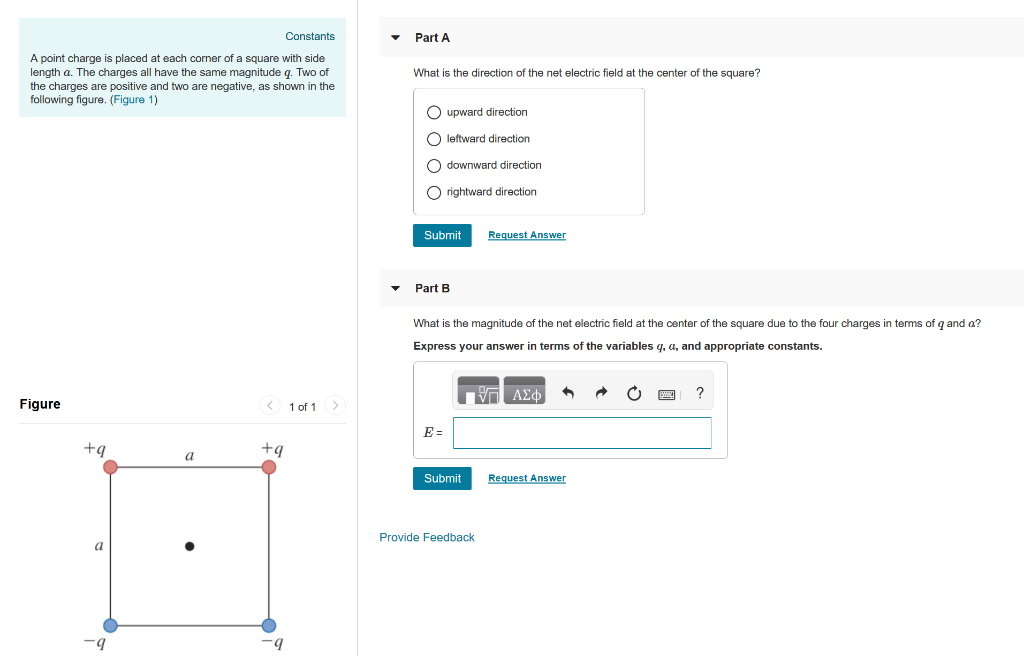 Solved Part A A point charge is placed at each corner of a