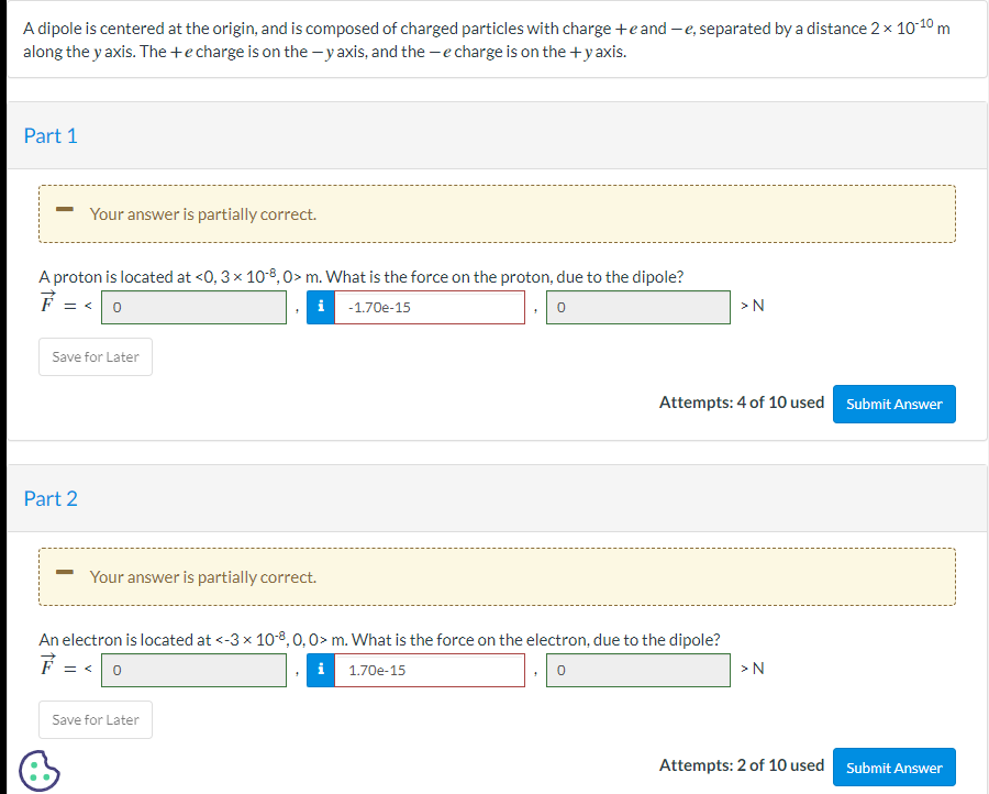 Solved A dipole is centered at the origin, and is composed | Chegg.com