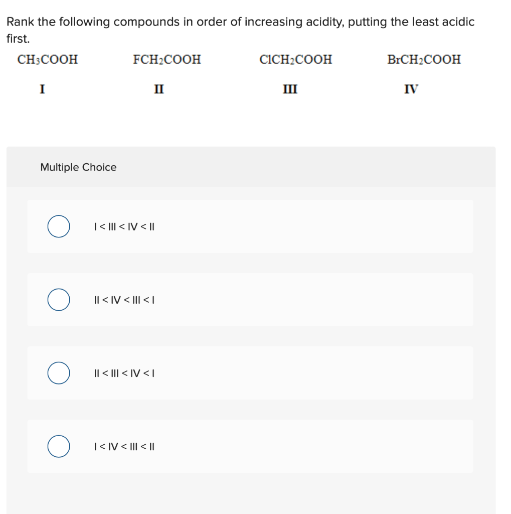 Solved Rank the following compounds in order of increasing | Chegg.com