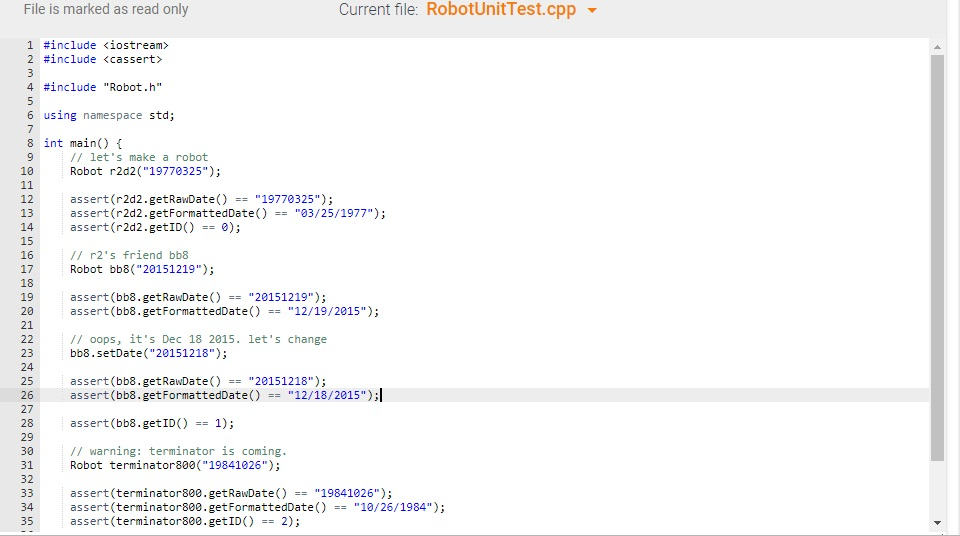Solved In C++ please, The needed code is Robot.cpp and the | Chegg.com