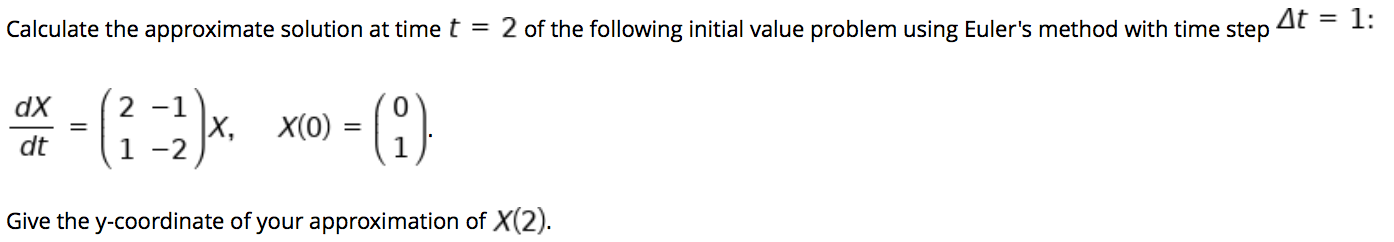 Solved Calculate the approximate solution at time t = 2 of | Chegg.com
