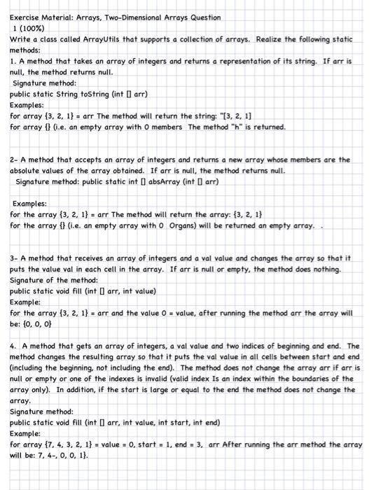 Solved Exercise Material: Arrays, Two-Dimensional Arrays | Chegg.com
