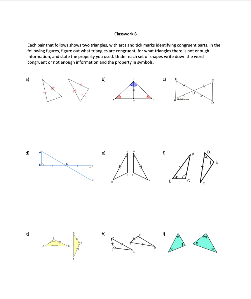 Solved Classwork 8 Each pair that follows shows two | Chegg.com