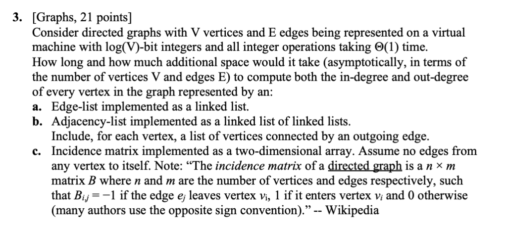 Solved 3. [Graphs, 21 points] Consider directed graphs with | Chegg.com
