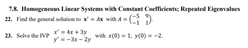 Solved 7.8. Homogeneous Linear Systems with Constant | Chegg.com