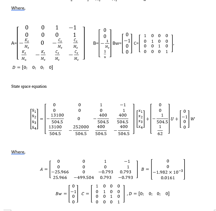 Solved From the state space representation obtained in the | Chegg.com