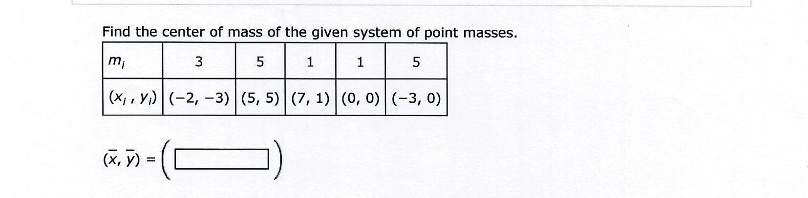 Solved Find the center of mass of the given system of point | Chegg.com