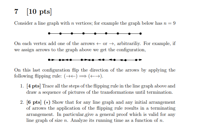 Solved 7 (10 pts] Consider a line graph with n vertices; for | Chegg.com