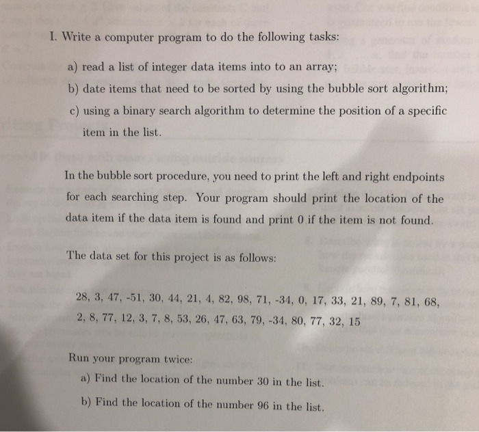 Solved I. Write a computer program to do the following | Chegg.com