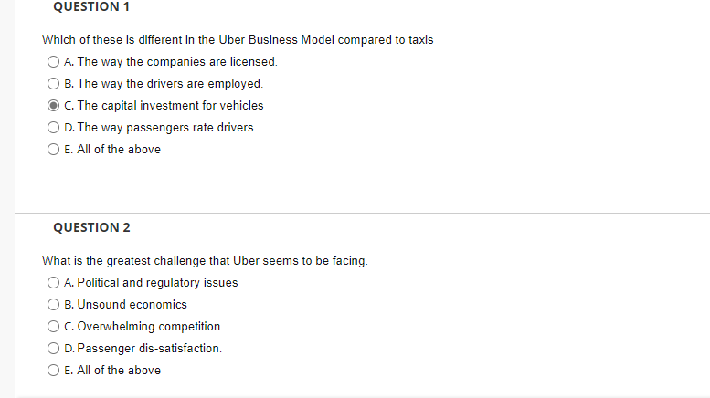 Solved QUESTION 1 Which of these is different in the Uber | Chegg.com