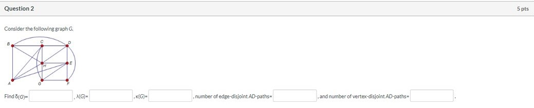 Solved Question 2 5 pts Consider the following graph G. Find | Chegg.com