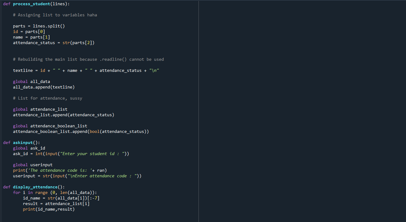 Solved Im trying to create a student attendance list in | Chegg.com