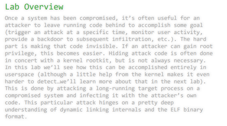 Solved Lab 8: ELF Hijacking via PLT/GOT Poisoning Lab | Chegg.com