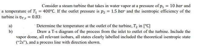 Solved Consider a steam turbine that takes in water vapor at | Chegg.com