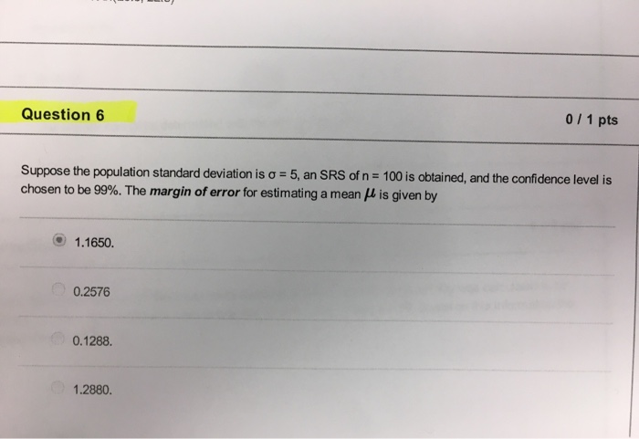Solved Suppose the population standard deviation is sigma = | Chegg.com