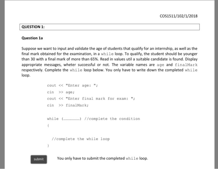 Solved COS1511/102/1/2018 QUESTION 1: Question 1a Suppose we | Chegg.com