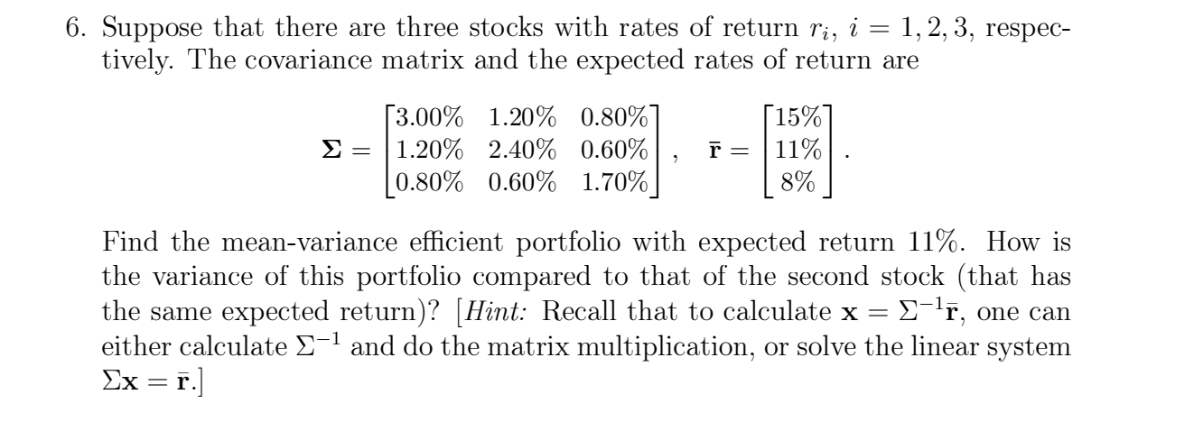 Suppose that there are three stocks with rates of | Chegg.com