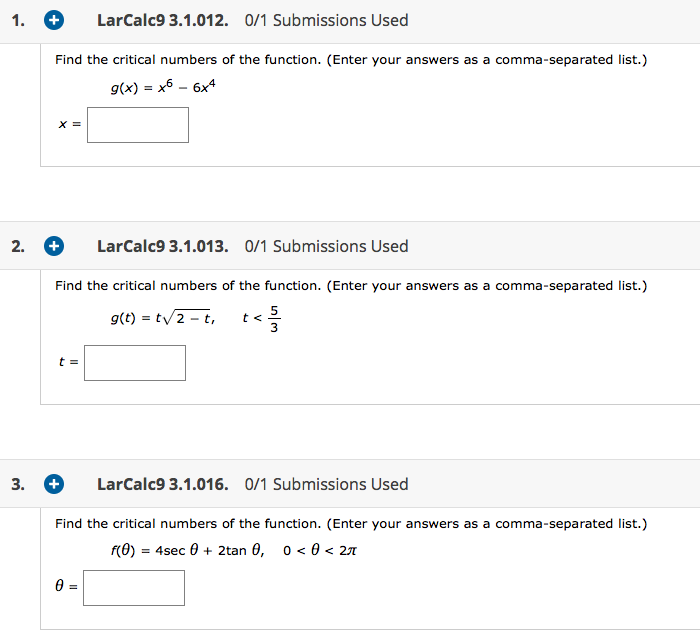 Solved LarCalc9 3.1.012. 0/1 Submissions Used Find the | Chegg.com