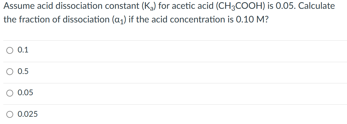 Solved Assume Acid Dissociation Constant (Ka) For Acetic | Chegg.com