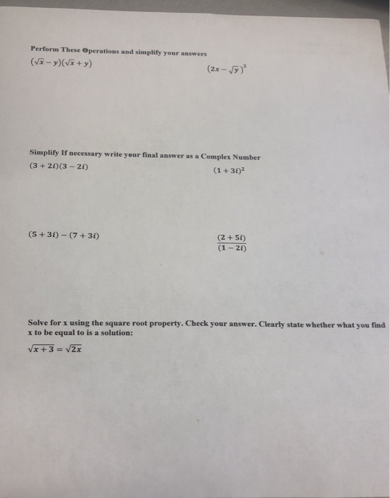 Solved Perform These Operations and simplify your answers | Chegg.com
