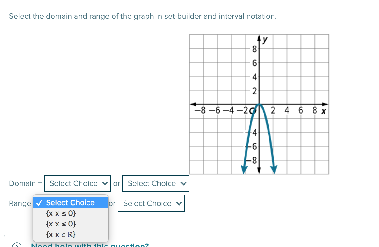 Solved Select the domain and range of the graph in  Chegg.com