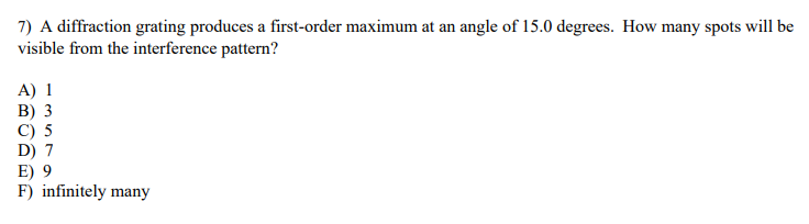 Solved 7) A diffraction grating produces a first-order | Chegg.com