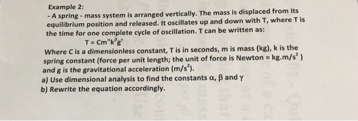 Solved Example 2 -A spring - mass system is arranged | Chegg.com