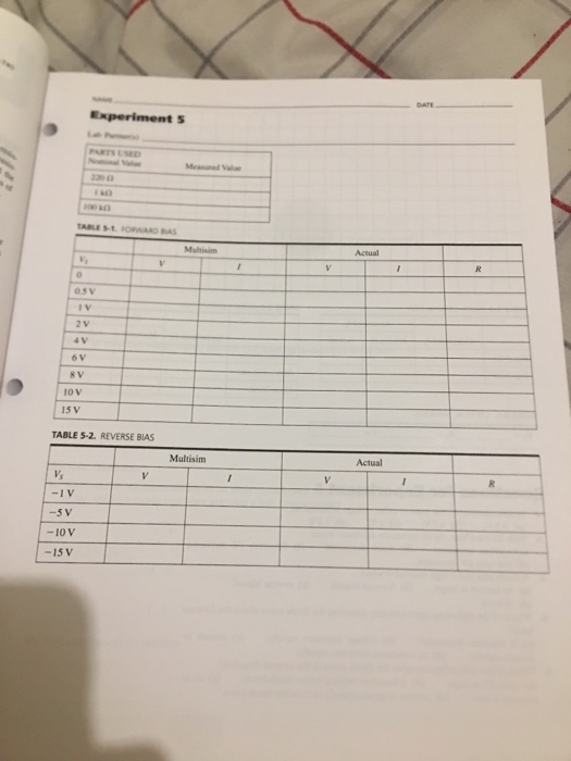 Solved Experiments manual The diode Curve Experiment 5