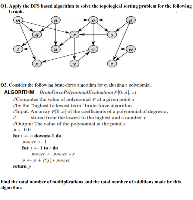 Solved Q1. Apply The DFS Based Algorithm To Solve The | Chegg.com