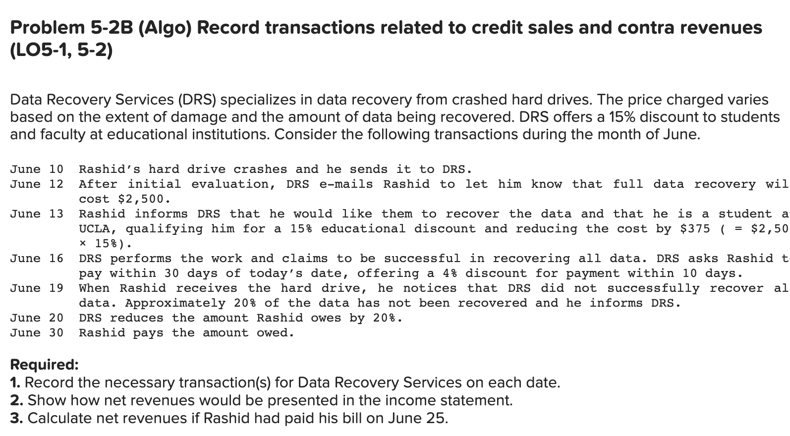 Solved Problem 5-2B (Algo) Record Transactions Related To | Chegg.com