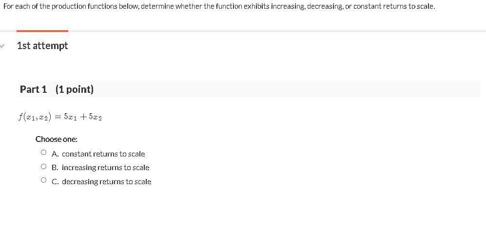 Solved For each of the production functions below, determine | Chegg.com