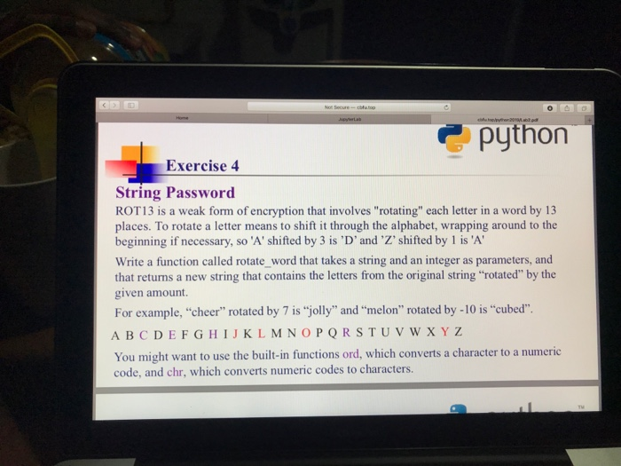 Solved python Exercise 4 String Password ROT13 is a weak | Chegg.com