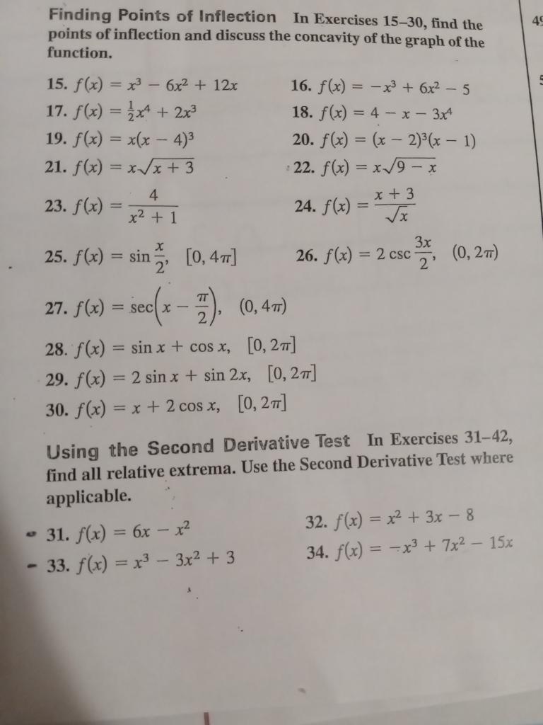 Solved Finding Points of Inflection In Exercises 1530, find