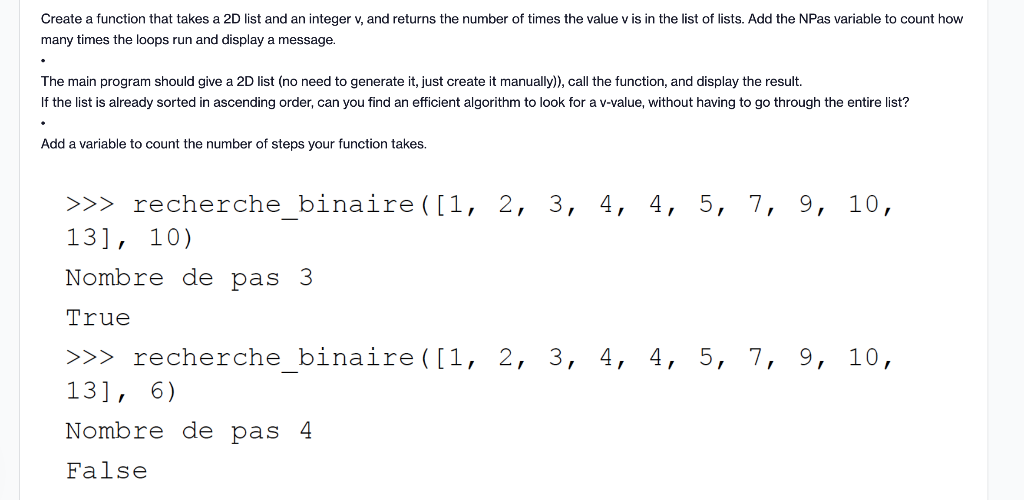 Create a function that takes a 2D list and an integer | Chegg.com